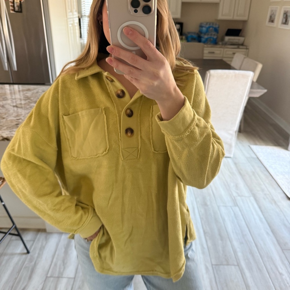 American Eagle Oversized Henley Pullover Sweatshirt Medium - Picture 2 of 7